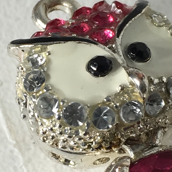 Cute Owl 🦉 Pink Clear Rhinestone Owl Heart Pendant - Picture 6 of 8